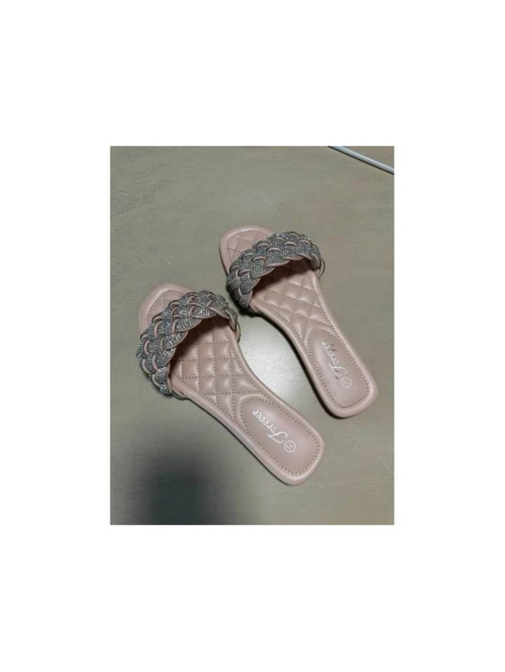 #6256  Pink Jeweled Braided Slide Sandals Size 7.5